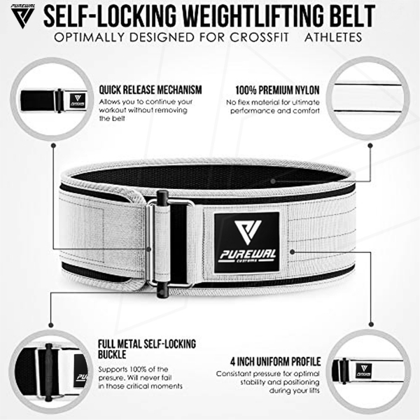 1 Nylon Lifting Belt - Whitesd