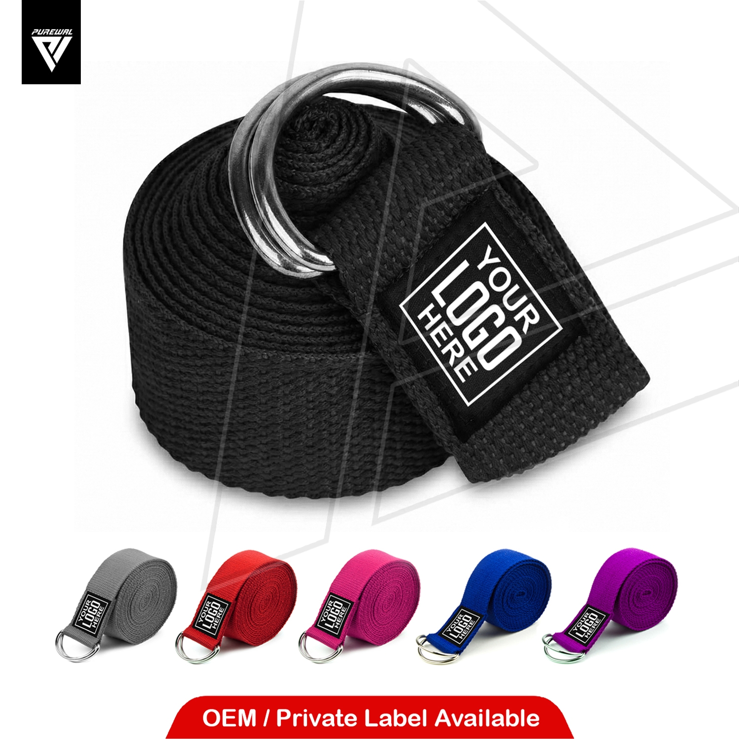 Yoga Strap - Soft Cotton Stretching Strap with D-Ring Buckle