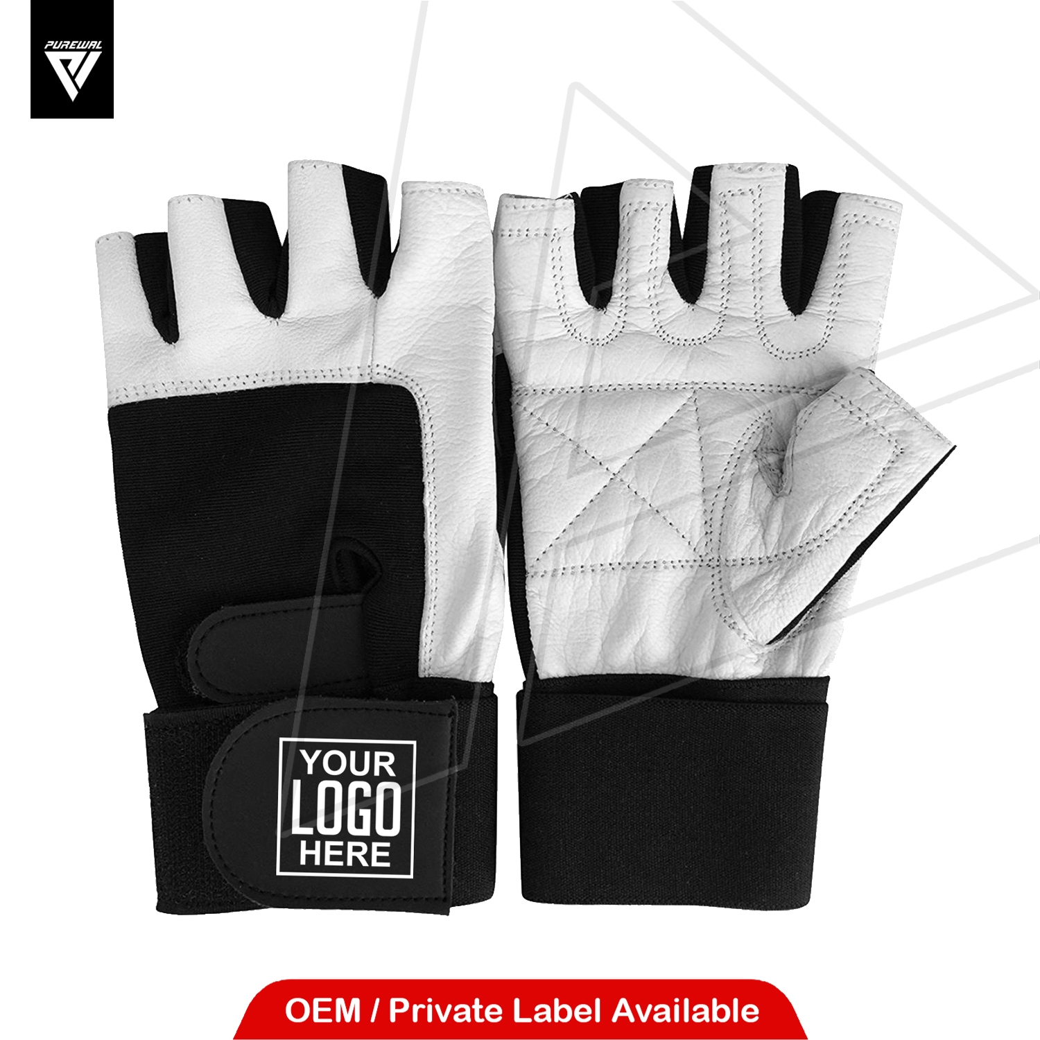 Leather Weightlifting Gloves with Wrist Wrap